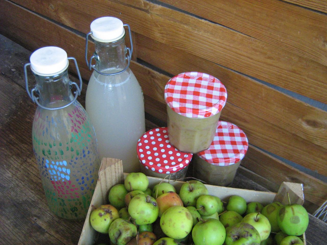 confitures et jus de pommes