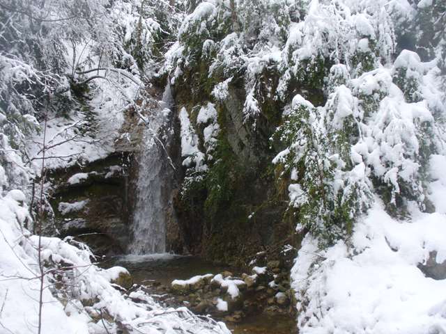 la cascade sous la neige